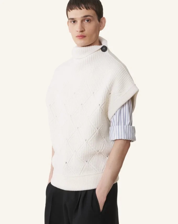 Maglione senza maniche in lana con dettagli a rombi Maglione senza maniche in lana con dettagli a rombi