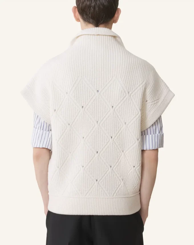 Maglione senza maniche in lana con dettagli a rombi Maglione senza maniche in lana con dettagli a rombi