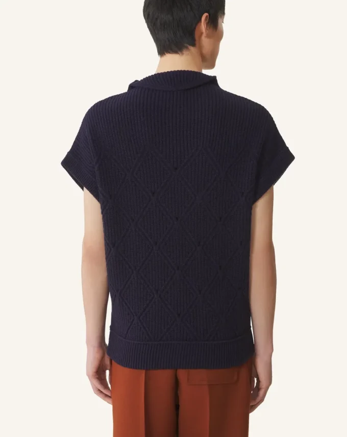 Maglione senza maniche in lana con dettagli a rombi Maglione senza maniche in lana con dettagli a rombi