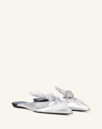 Mule Midnight Step con fiocco in pelle metallizzata Mule Midnight Step con fiocco in pelle metallizzata