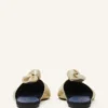 Mule Midnight Step con fiocco in pelle metallizzata Mule Midnight Step con fiocco in pelle metallizzata
