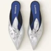 Mule Midnight Step con fiocco in pelle metallizzata Mule Midnight Step con fiocco in pelle metallizzata