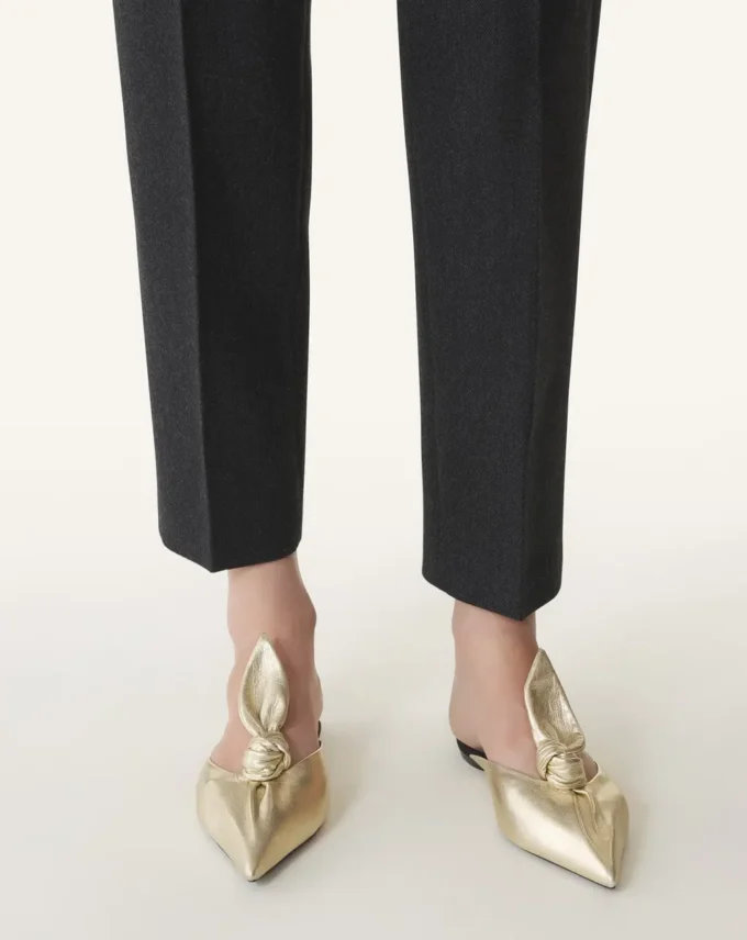 Mule Midnight Step con fiocco in pelle metallizzata Mule Midnight Step con fiocco in pelle metallizzata