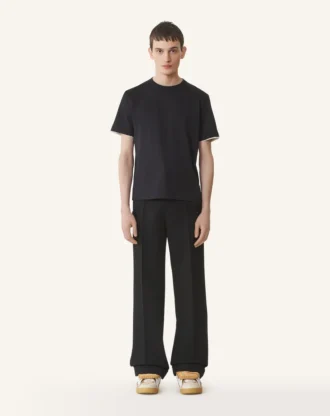 T-shirt in cotone con dettagli in seta