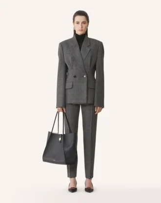 Pantaloni sigaretta in lana Principe di Galles
