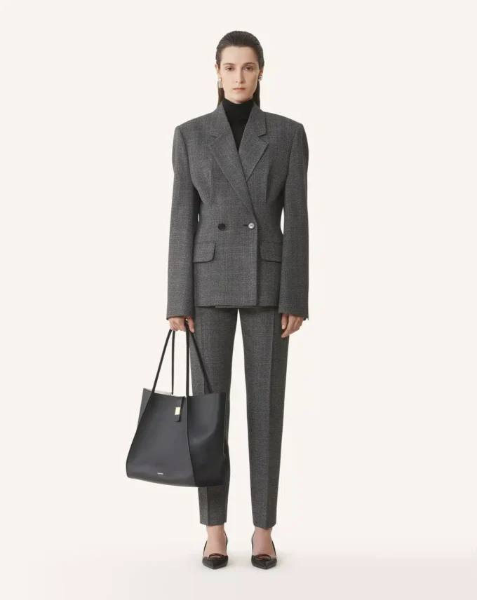 Giacca doppiopetto sartoriale in lana Principe di Galles Giacca doppiopetto sartoriale in lana Principe di Galles
