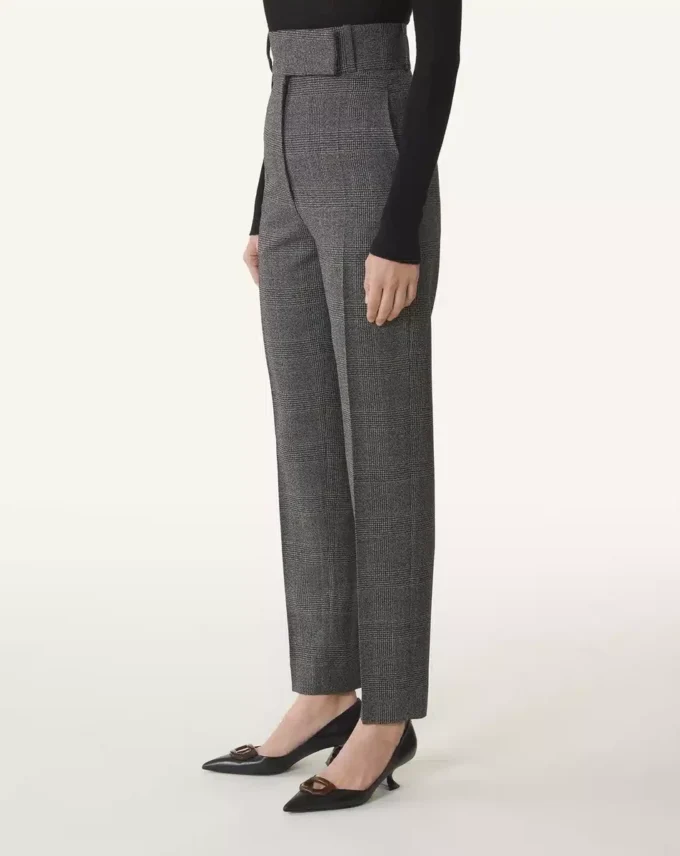 Pantaloni sigaretta in lana Principe di Galles Pantaloni sigaretta in lana Principe di Galles