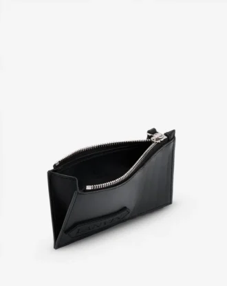 Portacarte in pelle con firma Lanvin