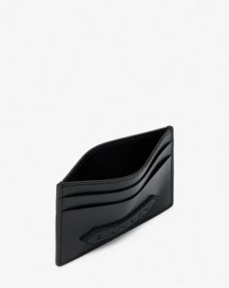 Portacarte in pelle con firma Lanvin