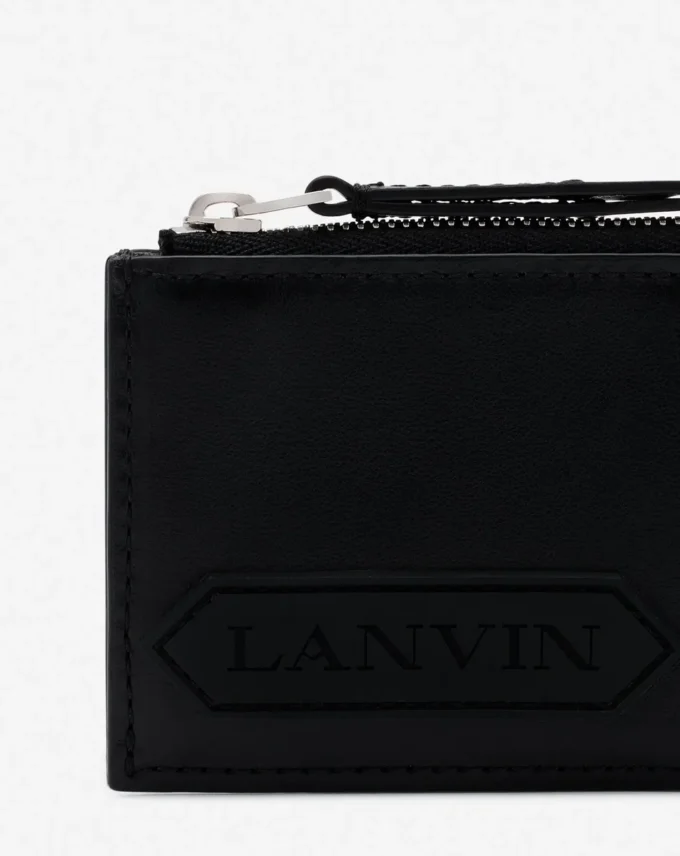 Portacarte in pelle con firma Lanvin Portacarte in pelle con firma Lanvin