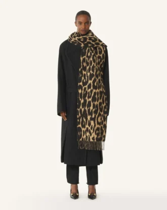 Sciarpa in lana con stampa leopardata