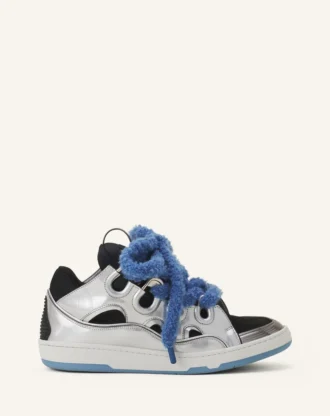 Sneakers Curb in pelle metallizzata con lacci in rete