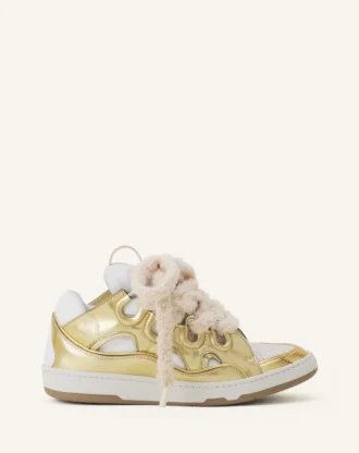 Sneakers Curb in pelle metallizzata con lacci in rete