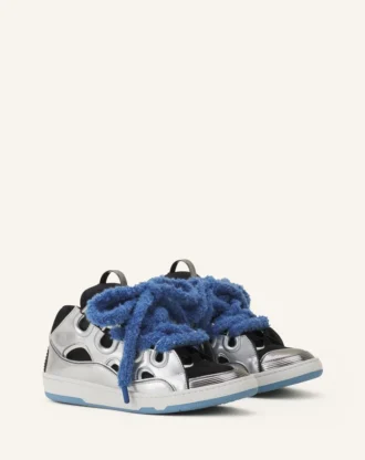 Sneakers Curb in pelle metallizzata con lacci in rete