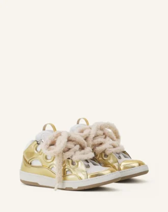 Sneakers Curb in pelle metallizzata con lacci in rete