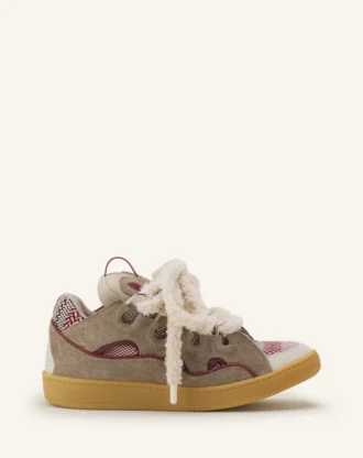 Sneakers in pelle scamosciata con lacci in rete