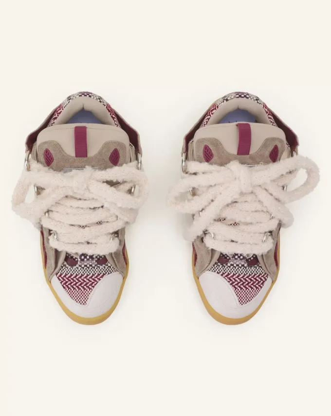 Sneakers in pelle scamosciata con lacci in rete Sneakers in pelle scamosciata con lacci in rete