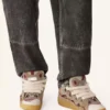 Sneakers in pelle scamosciata con lacci in rete Sneakers in pelle scamosciata con lacci in rete