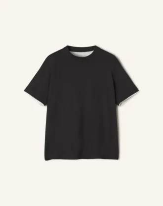 T-shirt in cotone con dettagli in seta
