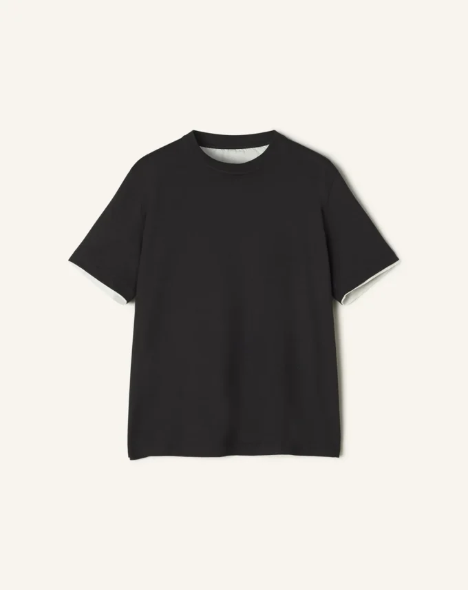 T-shirt in cotone con dettagli in seta T-shirt in cotone con dettagli in seta
