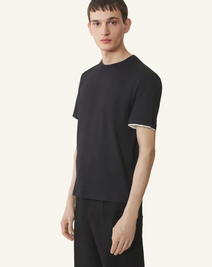 T-shirt in cotone con dettagli in seta T-shirt in cotone con dettagli in seta