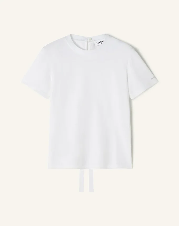 T-shirt in cotone con dettaglio a nastro T-shirt in cotone con dettaglio a nastro