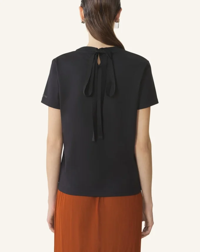 T-shirt in cotone con dettaglio a nastro T-shirt in cotone con dettaglio a nastro